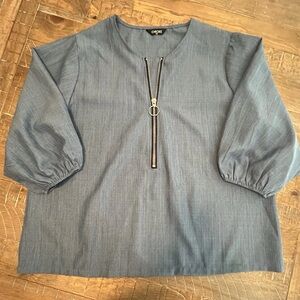 Chicme Blue Blouse with Large Zipper Detail